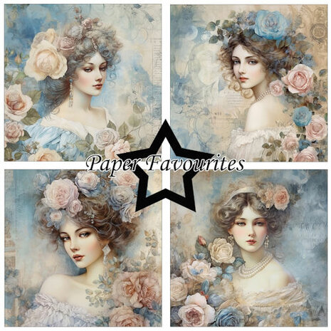 Paper Favourites 15x15 cm Vintage Ladies - Blue