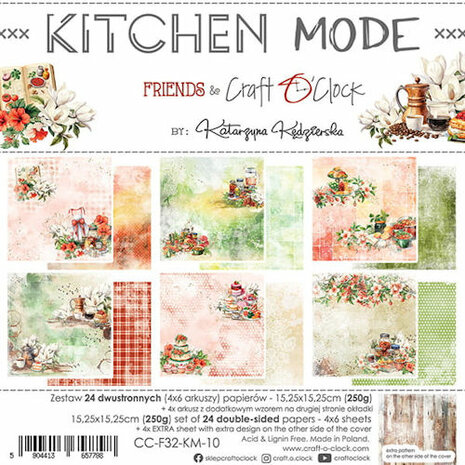 Craft O Clock Set of Papers 15x15 cm Kitchen Mode CC-F32-KM-10