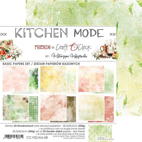 Craft O Clock Basic Paper Pack 20x20 cm Kitchen Mode CC-F32-KM-08