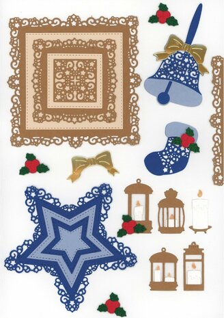 Dies - Berries Beauties - Falling for Christmas - Frosted Gold Borders BBD10026