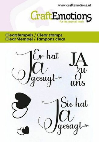 CraftEmotions clearstamps 6x7cm - Er hat Ja gesagt- Tekst D KreativDsein Design - Billes