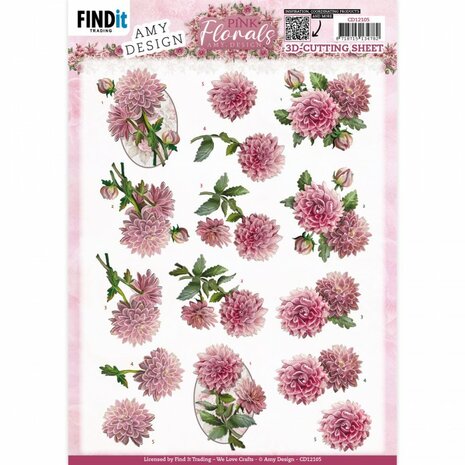 3D Cutting Sheets - Amy Design - Pink Florals - Dahlia