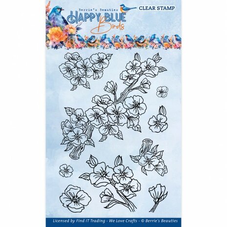 Clear Stamps - Berries Beauties - Happy Blue Birds - Floral Branch