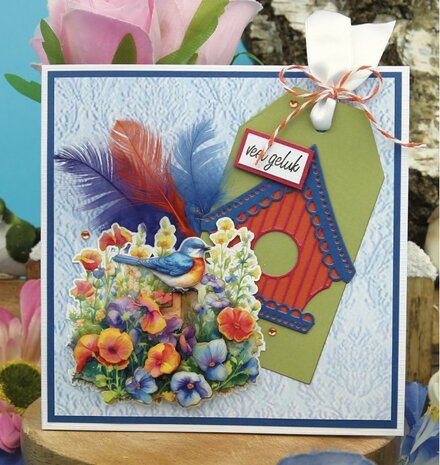 3D Push Out - Berries Beauties - Happy Blue Birds - Colourful Birds