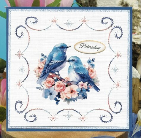 3D Cutting Sheets - Berries Beauties - Happy Blue Birds - Birds In Pink