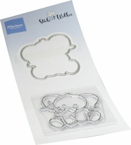 Marianne Design Clear Stamps &amp; dies Elephant hug CS1153 52x52mm- 54x54mm