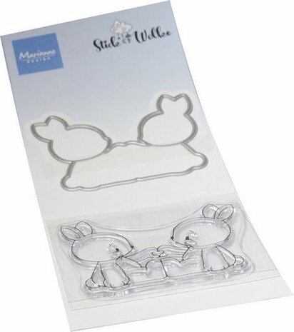 Marianne Design Clear Stamps &amp; dies Rabbit friends CS1154 70x50mm - 52x72mm