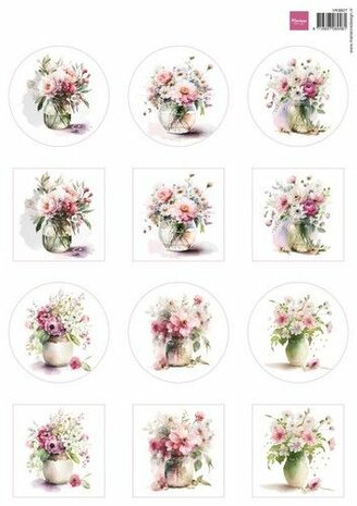 Marianne Design Decoupage Bloemen cirkels VK9607 A4, 12 images