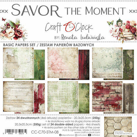 Craft O Clock Basic Paper Pack 20x20 cm Savor the Moment CC-C70-STM-08