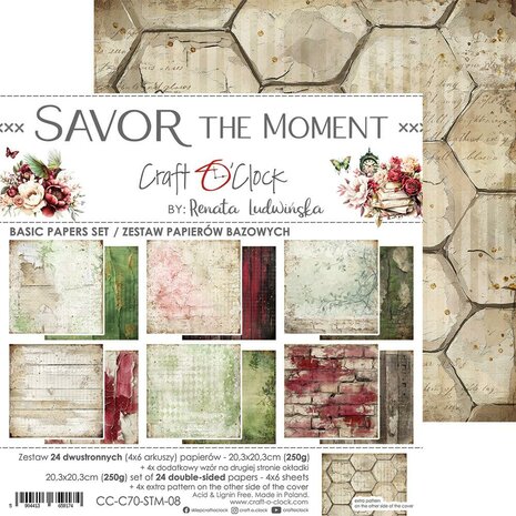 Craft O Clock Basic Paper Pack 20x20 cm Savor the Moment CC-C70-STM-08