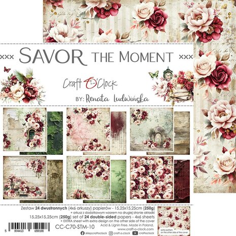 Craft O Clock Set of Papers 15x15 cm Savor the Moment CC-C70-STM-10