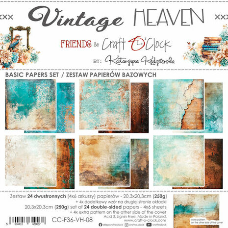 Craft O Clock Basic Paper Pack 20x20 cm Vintage Heaven CC-F36-VH-08