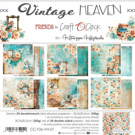 Craft O Clock Set of Mix Papers 20x20 cm Vintage Heaven CC-F36-VH-09