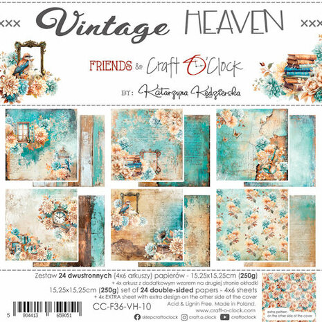 Craft O Clock Set of Papers 15x15 cm Vintage Heaven CC-F36-VH-10