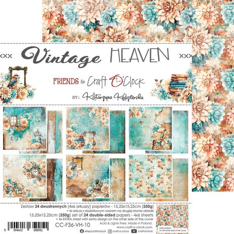 Craft O Clock Set of Papers 15x15 cm Vintage Heaven CC-F36-VH-10