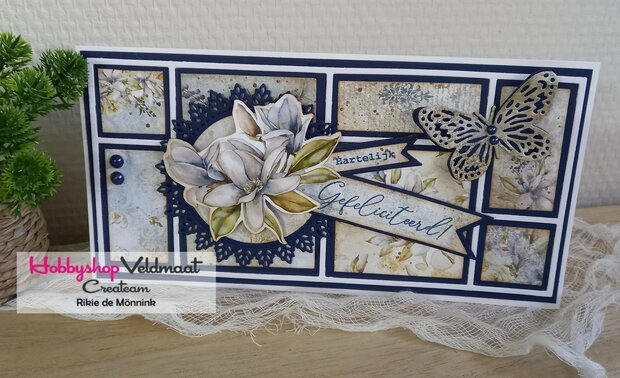 CraftEmotions linnenkarton donker blauw 30,0 x 30,0 cm