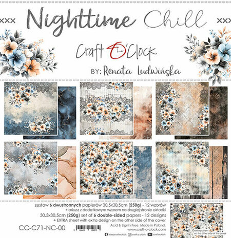 Craft OClock Paper Pack 30x30 cm Nighttime Chill  CC-C71-NC-00