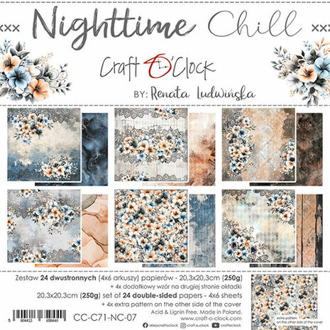 Craft O Clock Paper Pack 20x20 cm Nighttime Chill CC-C71-NC-07