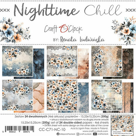 Craft O Clock Set of Papers 15x15 cm Nighttime Chill CC-C71-NC-10