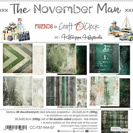 Craft O Clock Paper Pack 20x20 cm The November Man CC-F37-NM-07