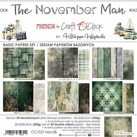 Craft O Clock Basic Paper Pack 20x20 cm The November Man CC-F37-NM-08