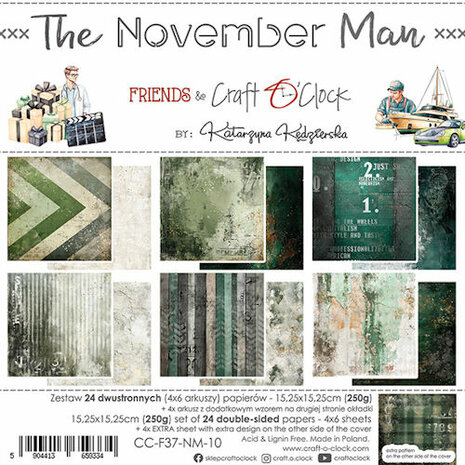 Craft O Clock Set of Papers 15x15 cm The November Man CC-F37-NM-10