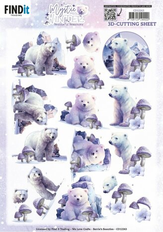 3D Cutting Sheets - Berries Beauties - Mystic Winter - Mystic Polar Bears CD12263