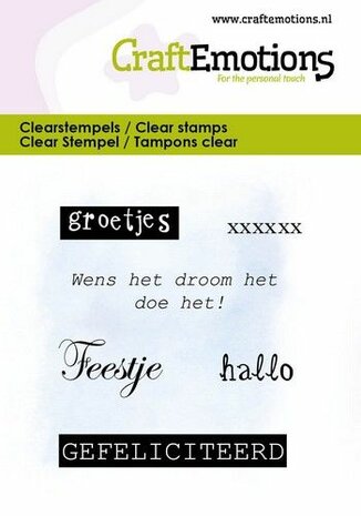 CraftEmotions clearstamps 6x7cm - Groetjes -tekst NL