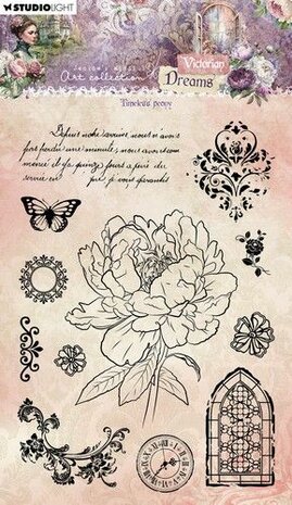 Studio Light Clear Stamp Timeless peony Vict. Dreams nr.610 JMA-VD-STAMP610 135x195x3mm