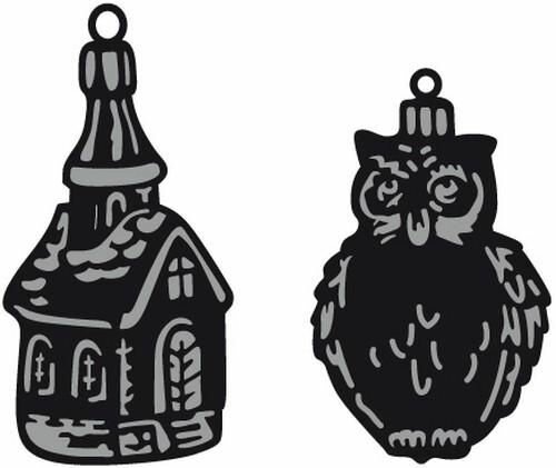 Marianne Design Craftable tiny&#039;s ornaments church &amp; owl CR1381